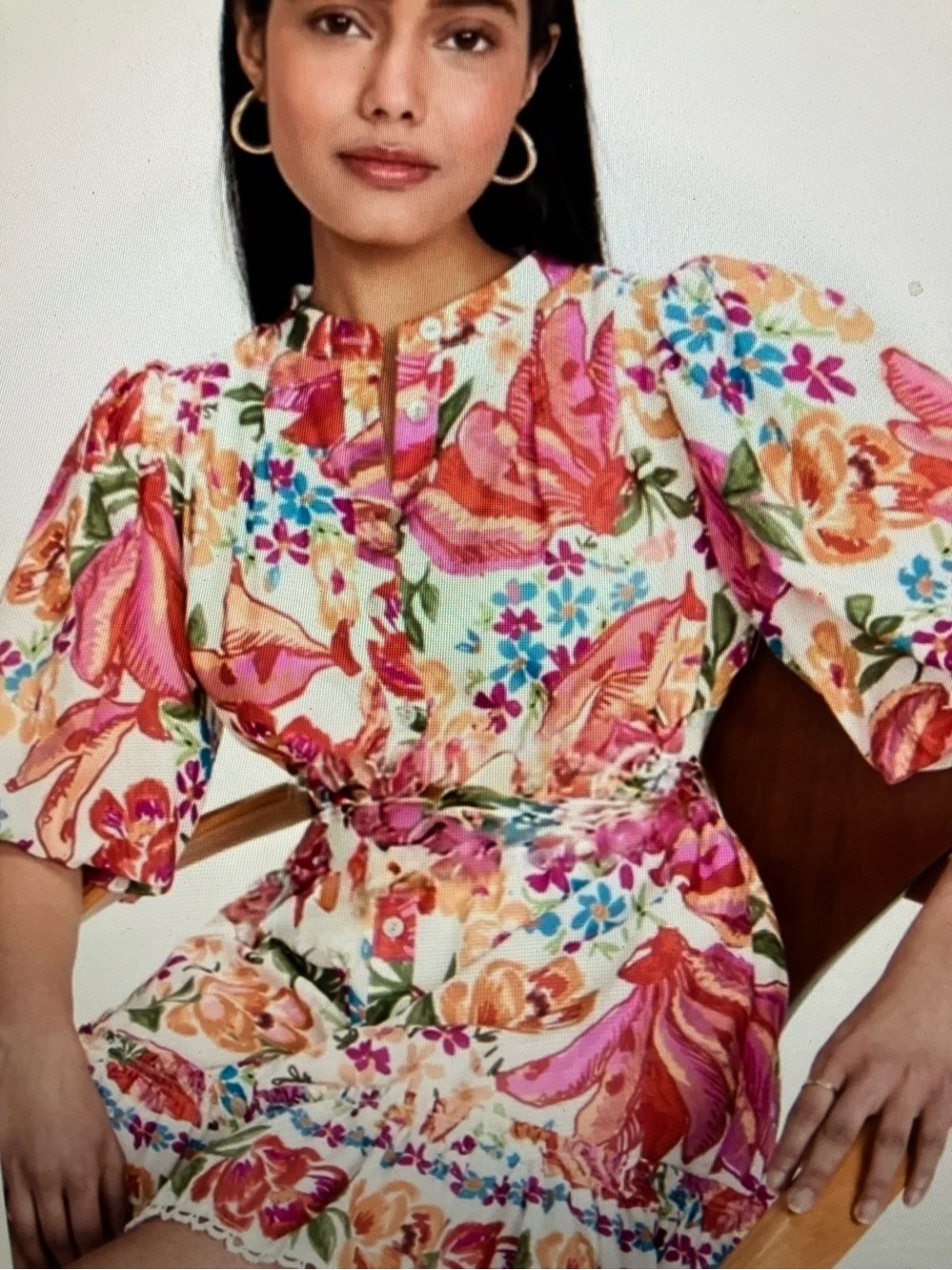 Farm Rio Puff-Sleeve Mini Dress